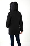 Kadın Polarlı Su Ve Rüzgar Geçirmez Kapüşonlu Kışlık Mont Kaban Parka