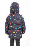 Erkek Çocuk Polarlı Kapüşonlu Araba Yıldız Ay Desenli Kışlık Şişme Mont & Kaban