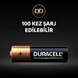 Duracell Şarj Edilebilir AA 2500mAh Piller, 2 Li Paket x2 (4 Adet)