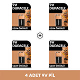  Alkalin 9V Pil, (6LR61 / MN1604), 4'lü Paket