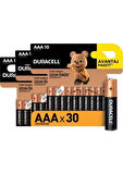 Duracell Alkalin AAA İnce Kalem Piller, 30'lu Paket