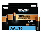 Duracell Optimum AA Alkalin Pil, 1,5 V LR6 MN1500, 16’lı paket