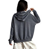Sweatshirt Kanguru cepli Kapişonlu Önden fermuarlı 2 iplik Mevsimlik Rahat kalıp