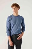 Ds Damat Regular Fit Koyu Mavi Tüylenme Yapmayan Bisiklet Yaka Triko Kazak 5HF06ORT12004