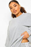 Kadın Oversize Düşük Kol Gri Swatshirt 5006U_2010