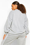 Kadın Oversize Düşük Kol Gri Swatshirt 5006U_2010