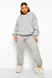 Kadın Oversize Düşük Kol Gri Swatshirt 5006U_2010
