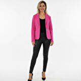 Pembe Tek düğmeli Blazer Ceket