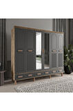 PERA 6 KAPAKLI ANTRASİT GARDIROP TAMAMI MDF