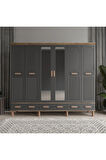 PERA 6 KAPAKLI ANTRASİT GARDIROP TAMAMI MDF