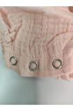 Kız Bebek Müslin Kumaş Uzun Kollu Pembe Bodysuit/zıbın