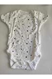 Bebek %100 Pamuk Baskılı Gri-beyaz Kısa Kollu 7'li Bodysuit