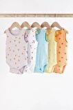 Bebek %100 Pamuk Meyve Desenli Çok Renkli 5'li Bodysuit Seti