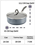 24 cm Sığ Tencere Tek Kulplu (Kutusuz)