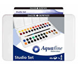 Daler Rowney Aquafine Studio Plastik Kutu Set 48'li Yarım Boy Sulu Boya