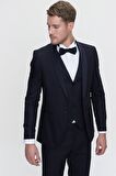  Lacivert Santorin Ceremonia Jakarlı Slim Fit Dar Kesim Damatlık
