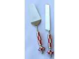 Mackie Kırmızı Beyaz 2li Kek Seti Pasta Spatula Bıçak Seti Kek Sunum