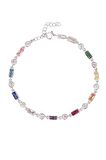 Renkli Taşlı Gümüş Zincir Bileklik
