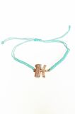 Turkuaz İpli Gümüş Harfli Bileklik