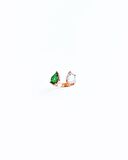 Renkli Çift Damla Taşlı Gümüş Yüzük