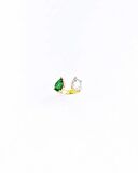 Renkli Çift Damla Taşlı Gümüş Yüzük