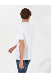 Beyaz Slim Fit Baskılı Bisiklet Yaka Tişört 50249871-vr013