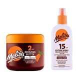 Malibu Güneş Koruyucu Bronzlaştırıcı Katı Yağ SPF15 200ML + Güneş Koruyucu Sprey SPF15 200ML 2Li Set
