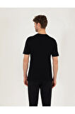 Siyah Slim Fit Baskılı Bisiklet Yaka Tişört 50262615-VR046