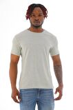 Erkek Slim Fit Pamuk Likra Basic Kısa Kol T-shirt-Gri Melanj