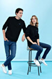 Siyah Bisiklet Yaka Basic Sweatshirt 50276089-VR046