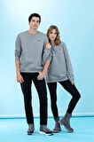 Gri Melanj Bisiklet Yaka Basic Sweatshirt 50276089-VR086