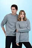 Gri Melanj Bisiklet Yaka Basic Sweatshirt 50276089-VR086