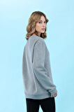 Gri Melanj Bisiklet Yaka Basic Sweatshirt 50276089-VR086