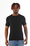 Erkek Slim Fit Modal Likra Basic Kısa Kol T-shirt-Siyah