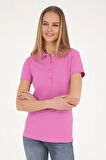 Kadın Pembe Basic Polo Yaka Tişört 50280057-vr037