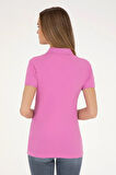 Kadın Pembe Basic Polo Yaka Tişört 50280057-vr037