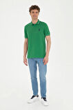 Erkek Regular Fit Polo Yaka Yeşil Basic Tişört 50284639-vr054