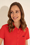 Kadın Kırmızı Basic Polo Yaka Tişört 50285846-VR030