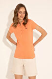 Kadın Somon Basic Polo Yaka Tişört 50285846-VR047