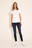 Kadın Beyaz Basic Polo Yaka Tişört 50285846-vr013