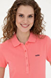 Kadın Neon Pembe Basic Polo Yaka Tişört 50285846-VR105