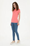 Kadın Neon Pembe Basic Polo Yaka Tişört 50285846-VR105