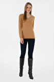 Kadın Camel Melanj V Yaka Basic Kazak 50293542-VR122