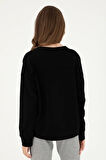 Kadın Siyah Basic Bisiklet Yaka Sweatshirt 50296919-vr046