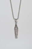 Gotik Haçlı Tabut Örme Zincir Kolye - Antik Gümüş Kaplama - Kadın Erkek - 60 cm