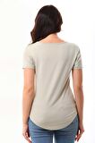 Extra Yumuşak Viscon Tişört-Bej