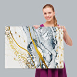 Mavi ve Altın Sarısı Renklerınde Soyut Modern Kanvas Tablo-5033