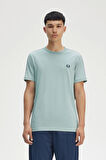 Fred Parry Erkek Mavi Logo Detaylı T-shirt