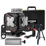 KOBB KBL36GTP Profesyonel Li-ion Şarjlı 4X360⁰ LCD Ekran Otomatik Hizalamalı Yeşil Çapraz Çizgi Lazer Distomat + Uzaktan Kumanda + Tripod + Taşıma Çantası