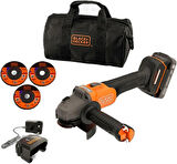 Black + Decker BCG6L8D1S-QW, 18V 2 Ah 115mm Kablosuz Açılı Taşlama Makinesi